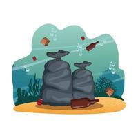 Sea cleaning cartoons vector