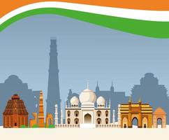 India building architecture scenery concept vector