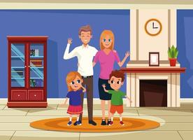 Family parents and kids cartoons vector