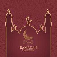 ramadan kareem with waning moon and islamic art vector