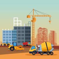 construction vehicles cartoon vector