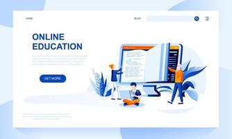 Online education vector landing page template with header