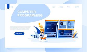 Computer programing vector landing page template 