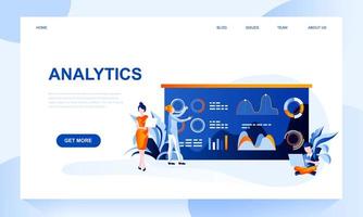 Analytics vector landing page template with header