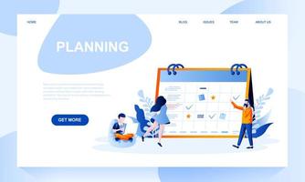 Planning vector landing page template with header