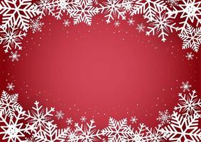 Christmas and happy new year red background with snowflake vector