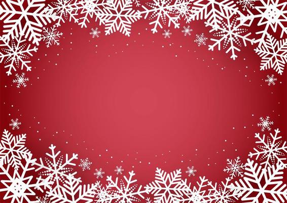 Christmas and happy new year red background with snowflake