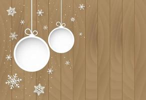 Christmas and happy new year background with ornaments on wood vector