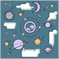 Space objects and speech bubble design  vector