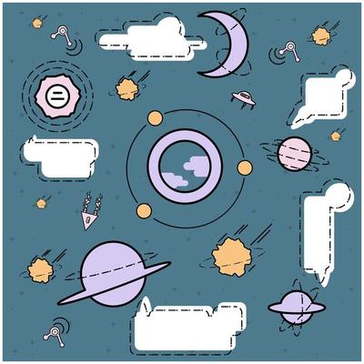 Space objects and speech bubble design 