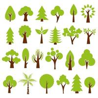 Iconos de árboles forestales planos vector