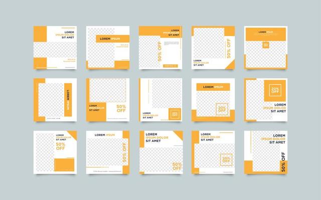 Set of Orange Social media post templates 