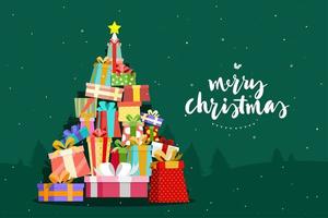 A pile of gift boxes and scenes to celebrate Christmas vector