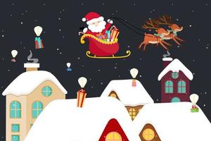 Christmas Greeting Card with Santa in Sleigh vector