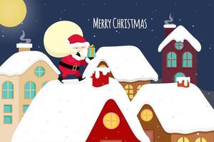 Christmas Greeting Card with Santa Delivering Presents  vector