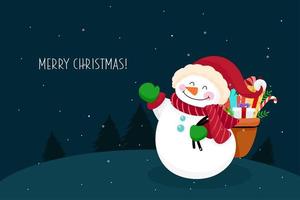 Christmas Greeting Card with Snowman  vector