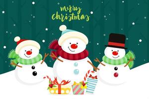 Christmas Greeting Card with Snowmen vector