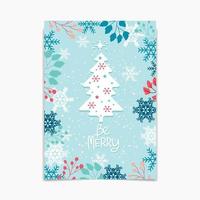 Hola diseño de invierno con árbol y follaje vector