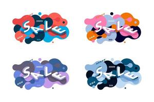 Set of abstract isometric sale web banners vector