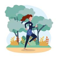 mujer practica correr ejercicio en el paisaje vector