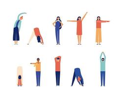 Set of people stretching taking active work breaks  vector