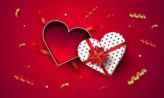 Vista superior caja de regalo de corazón abierto vacía día de San Valentín vector