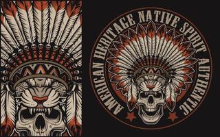 Colour illustration with a skull in indian headdress vector