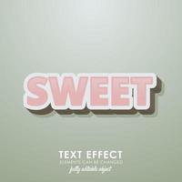 sweet premium text effect with 3d design and pastel pink color vector