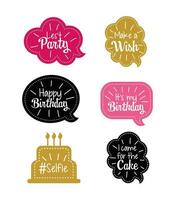 set chat bubble with happy birthday message vector