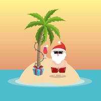 Vacaciones de verano con santa claus en la isla vector