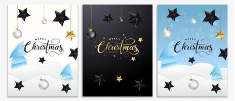 Christmas posters, invitations, cards or flyers set vector