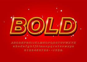 Outline Bold Alphabet font on red background vector