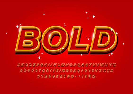 Outline Bold Alphabet font on red background