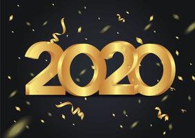 Feliz año nuevo 2020 fondo brillante con confeti vector