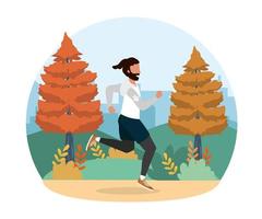 man practice running fitness exercise vector