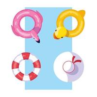 duck flamingo and safe float design vector