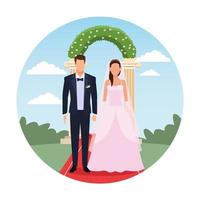 dibujos animados de pareja de boda