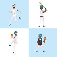 set baseball players team with professional uniform vector