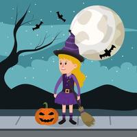 Halloween witch girl vector