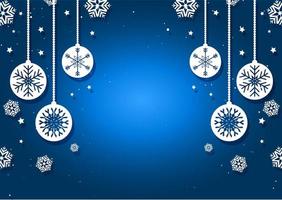 Christmas baubles and snowflakes background vector