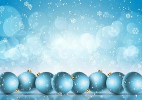 Christmas baubles on a snowflake background vector