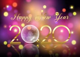 Happy New Year  background with glass bauble vector