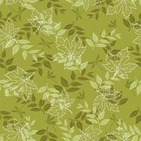 Green autumn seamless pattern with maple leaves vector