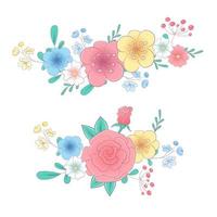 Cartoon hand drawing flower bouquets set vector