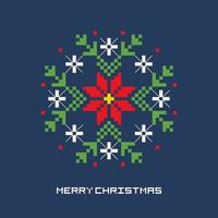 Christmas Flower Pixel Art vector