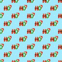 HoHoHo Pixel Art Seamless Pattern vector