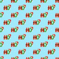 HoHoHo Pixel Art Seamless Pattern vector