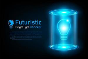 Abstract futuristic lightbulb idea hologram vector