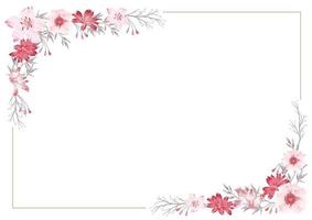 Pink floral frame on a white background