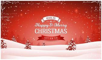 Vintage Red Christmas Landscape Background vector